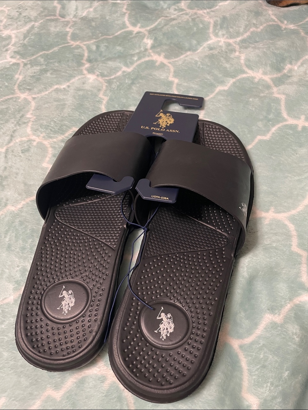 U.S. Polo Assn. Black Men's Slide Sandals with Logo